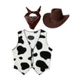 thumbnail image 2 of vastwit Cowboy Costume Kids Cowgirl Cosplay Outfits Cow Print Vest with Bandanna and Hat Set for Coffee 12, 2 of 6