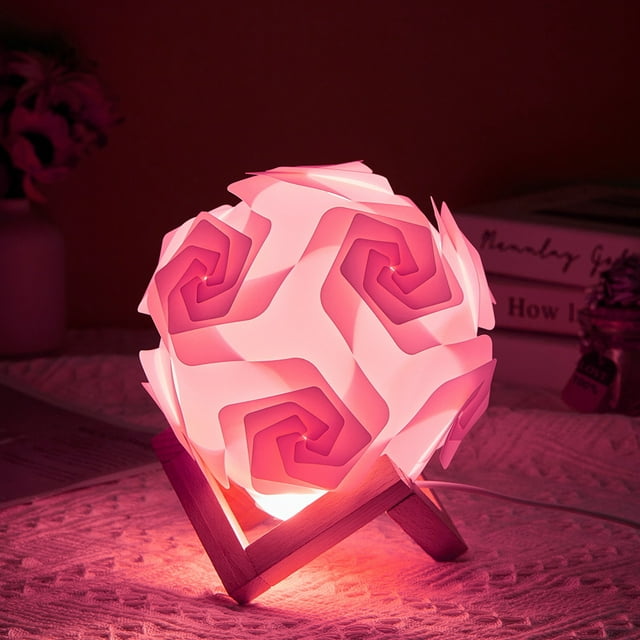 Lampe Bricolage Créative Rose Veilleuse Enfants, Veilleuse USB