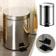 thumbnail image 2 of Small Can, Round Stainless Steel Garbage Bin with Soft Close Lid & Step Foot Pedal, Metal Waste Basket with Removable Inner Bucket, Stainless, 2 of 8