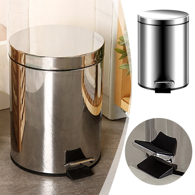 Stainless Steel Soft Close Can With Foot Pedal Operation And Removable Inner Bucket For Bathroom And