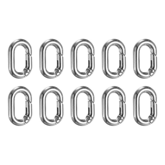 Uxcell 10 Pcs Spring O Rings Oval Metal Clips 1 Inch Spring Key Ring Buckle Clasps Connector Accessories for Bags Handbags Luggage Purse DIY Crafts, Silver