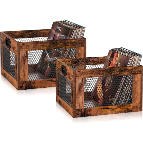 2 Pack Albums Storage for Vinyl Records, Durable and Reliable Record Crates for Vinyl, Lp Record Storage Boxes Cube Record Holder Organizers,Easy to Assemble……
