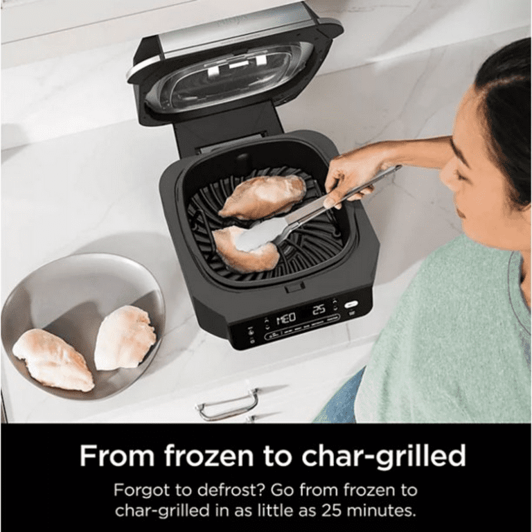 Ninja EG351A Foodi Smart Digital 5-in-1 Indoor Grill & Air Fryer with Built  in Thermometer(Silver) 