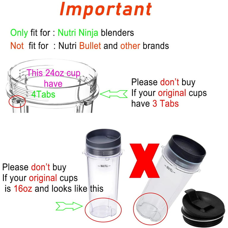 24oz Blender Cups and 7 Fins for Ninja BN401, BN400, BN801, BN800,  Replacement Cups with Sip and Seal Lids 20CC - AliExpress
