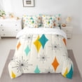 thumbnail image 2 of Manfei Vintage Rhombus Print 7pcs Bedding Comforter Set,Modern Abstract Geometric Queen Bedding Sets,Beige Blue Orange Queen Sheet Sets For Kids,Ultra Soft Home Decor Reversible, 2 of 8