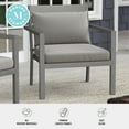 thumbnail image 5 of Martha Stewart Set of 2 Indoor-Outdoor Patio Accent Chairs with Gray Brushed Woodgrain Aluminum Finish and Gray All-Weather Seat and Lumbar Cushions, 5 of 12