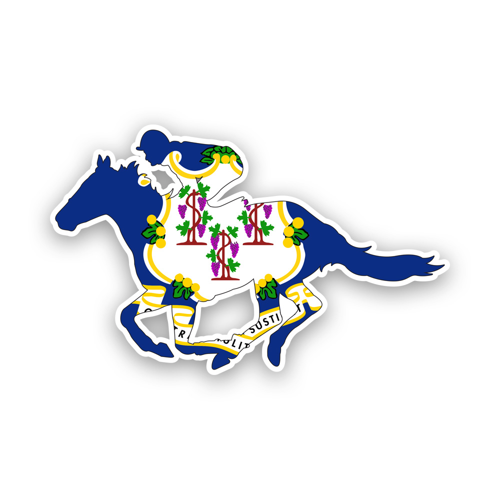 Connecticut CT Horse Racing State Flag Sticker Decal Self Adhesive