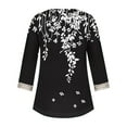 thumbnail image 5 of Weiqiqre Fashion Women's Summer V-Neck 3/4 Sleeve Tops Plus Size Lace Print Casual Comfy T-shirt Blouse Tops S-5XL, 5 of 5