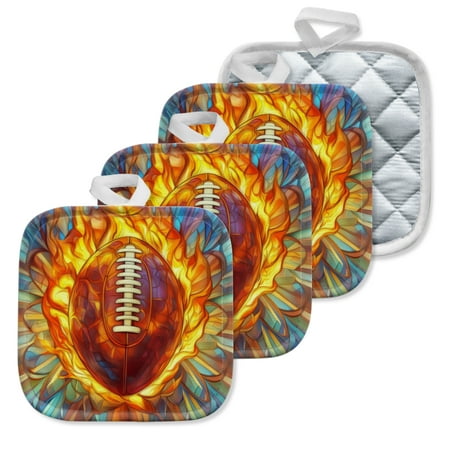 

4Pcs Pot Holder for Kitchen Dynamic Fire - Wreathed Ball Composition Square Heat Resistant Hotpads 8x8in Non Slip Dirt-Proof Kitchen Cook Oven Potholders Machine Washable