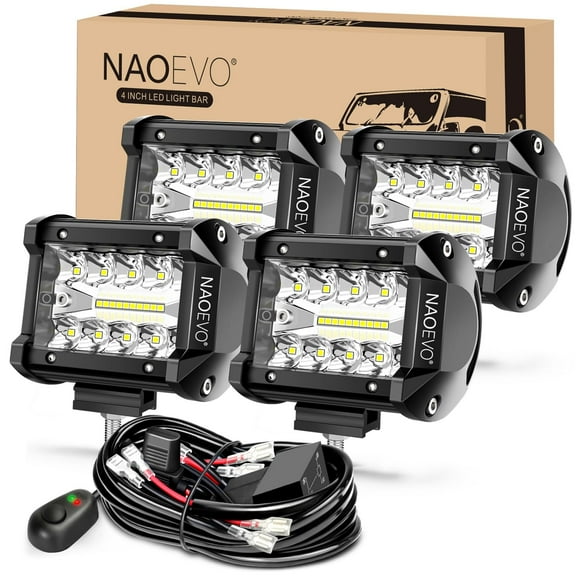 Combo de luces LED tipo cápsula NAOEVO de 4 pulgadas, Spot Flood, 4 unidades
