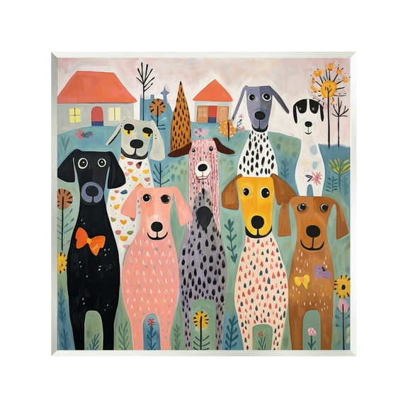 Stupell Industries Patterned Dogs & Flowers Animals & Insects Painting Unframed Art Print Wall Art, 12 x 12