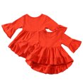 thumbnail image 4 of YTDSCS Baby Kids Toddler Spring Summer T-Shirt Skirt Top for Girls,1-6T Little Girls Medium Long Sleeves Solid Color Round Neck Shirt Toddler Ruffled Casual Clothes, 4 of 9