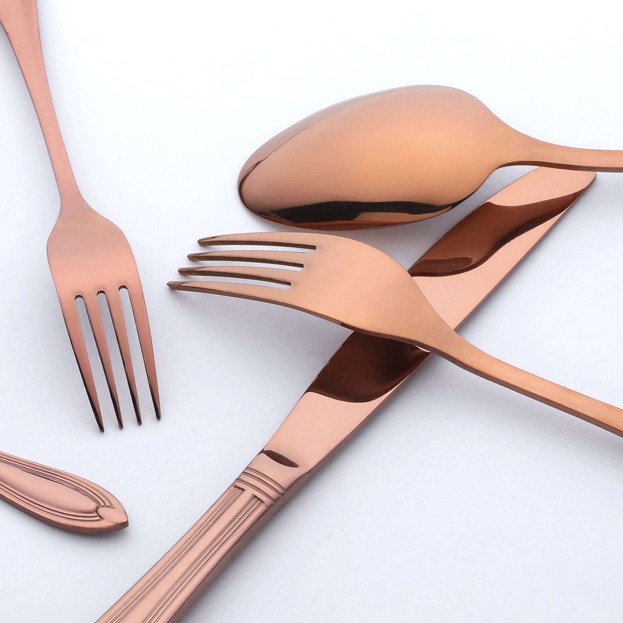 Unique Bargains 20 Pieces Stainless Steel Flatware Silverware Set Gold