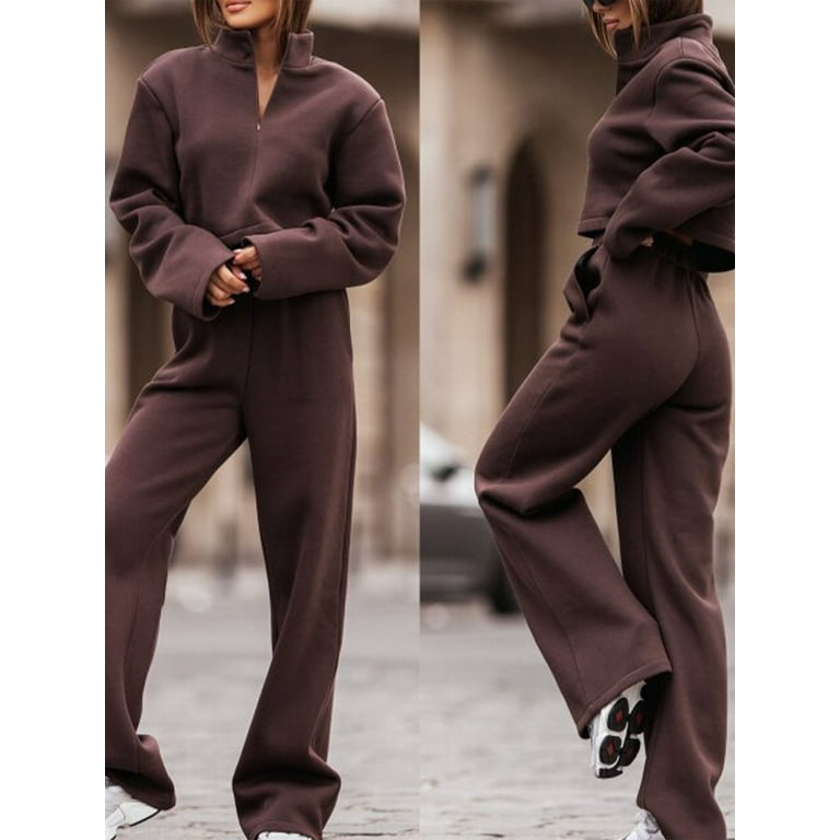 YNGWIAO Womens Two Piece Outfits Lounge Sets Oversized Hoodies Fall Fashion  Sweat Suits Wide Leg Sweatpants With Pockets