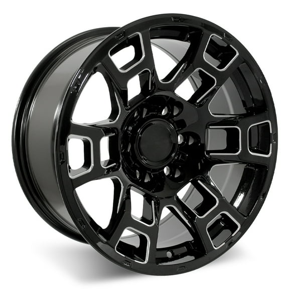 Set of 17" Gloss Black Milled 2021 Flow Forged 4TR Pro Style Wheels for Toyota Tacoma, 4Runner, FJ Cruiser (17x8.5, 0mm Offset)