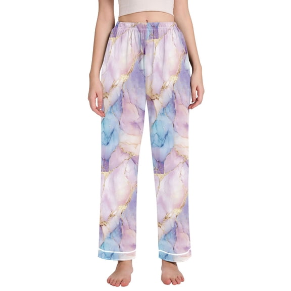 FORMRS Women's Pajama Pants with Pockets Soft Comfy Loungewear Sleep Bottom, Sizes S-2XL, Purple Marble Pattern