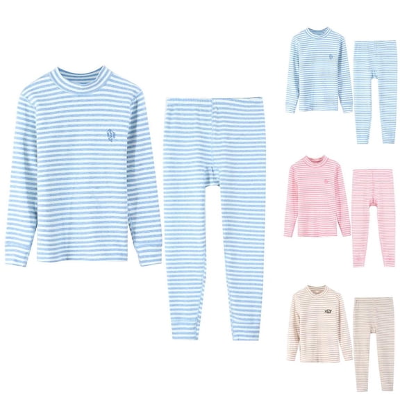 Bxsruta Girls 2-16 Years Thermal Underwear Set Soft Cozy Long Sleeve Crewneck Top and Pants Base Layer for Everyday Wear