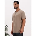 thumbnail image 4 of DARING DIVA Men's Henley Short Sleeve Button Down Jacquard Knitted T-Shirt XL Khaki, 4 of 7