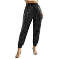 thumbnail image 4 of qucoqpe Womens Sequin Pants Sparkle Jogger Pants Hip Hop Trousers Dance Outfits Streetwear, 4 of 7