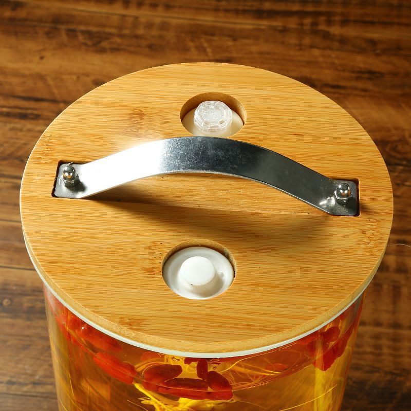 Beverage Dispenser Bamboo Lid with Exhaust Valve Beverage Dispenser Lid
