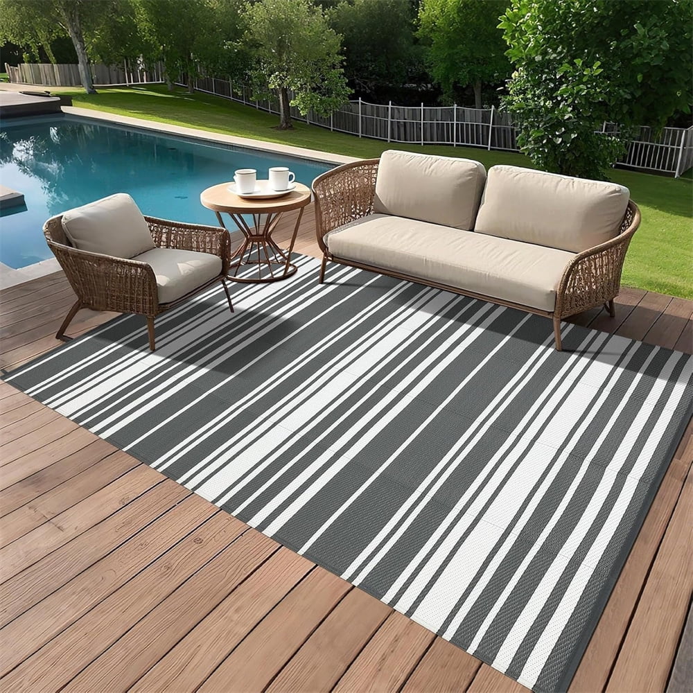 Waterproof Outdoor Rug 8x10/9×12/9×18, Plastic Straw Patio Camping Rug, Indoor Outdoor RV Mat Carpet for Deck, Camper, Porch, Balcony, Backyard, Picnic
