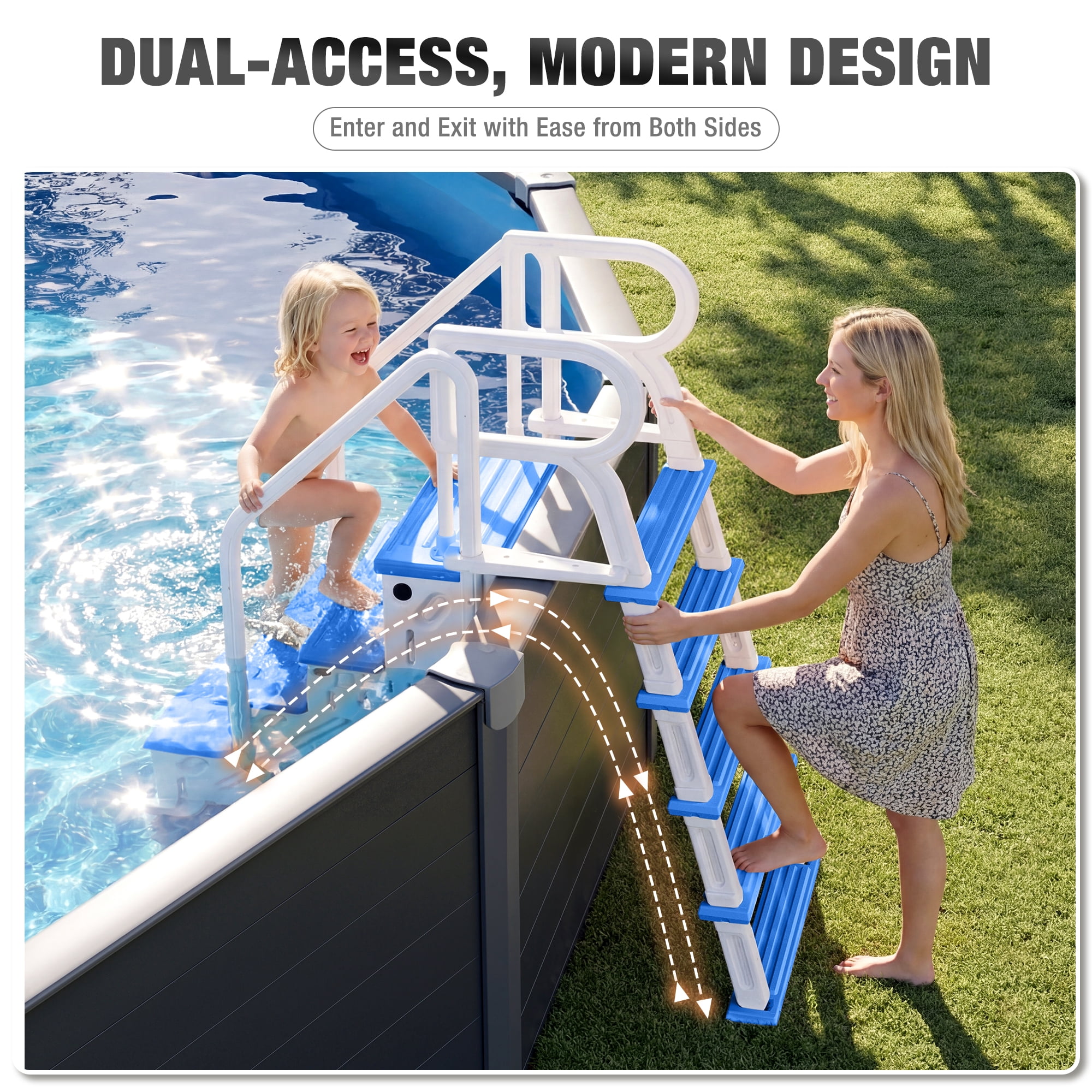 Betisef Pool Ladder above Ground, Heavy Duty 4-Step Pool Ladder with Dual Handrails and Non-Slip Steps, 500 LBS Load Capacity, for 46-58 Inch
