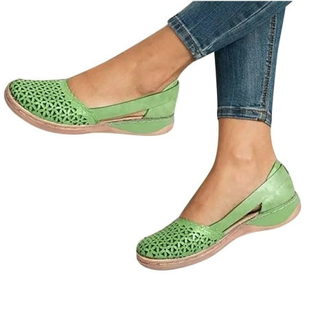 

Women s Summer Hollow Out Slip-Ons Shoes Breathable Flats Sandals Close Toe Loafers Shoes