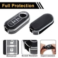 thumbnail image 4 of Funda de Llave de Coche de TPU Silicona en Negro y Plateado para Fiat 500 Cabrio/Nuova para Fiat 500C/500L/500X/600 - Funda de Control Remoto de 3 Botones, 4 of 6