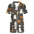 thumbnail image 5 of Tnhcen Women's Halloween Pajama Set Short Sleeve Collared Sleepwear Comfortable Loungewear 2-Piece Outfit S-2XL Multiple Colors Available Gray, 5 of 8
