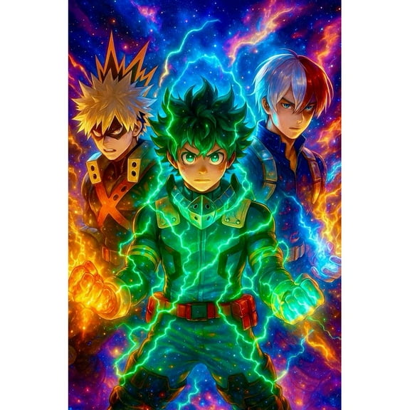 5D DIY My Hero Academia Diamond Painting, Round Diamond Crafts, Handmade Gifts for Family and Friends. This Diamond Art Decoration is Suitable for Living Room and Bedroom