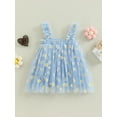 thumbnail image 2 of Bagilaanoe Toddler Baby Girl Summer Dress Sling Sleeveless Daisy Print A-line Tulle Princess Dresses 6M 12M 2T 3T 4T 5T Kids Casual Swing Sundress, 2 of 9