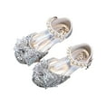 thumbnail image 3 of NOLDARES Girls Dress Shoes Toddler Girl Flats Low Heel Princess Wedding Shoes for Little Big Kids(Silver,18-24 Months), 3 of 5