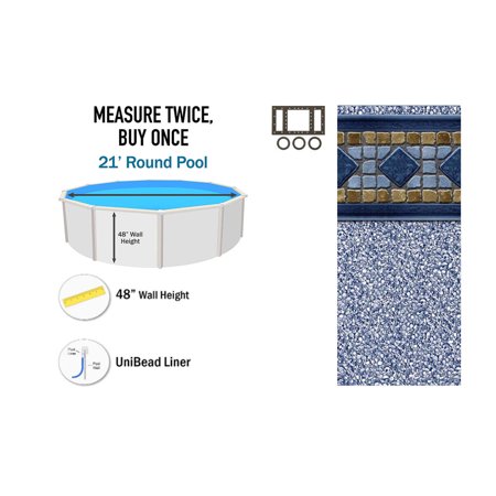 21  x 48  Round Unibead Above Ground Swimming Pool Liner - (Choose Pattern)  Laguna