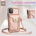 thumbnail image 2 of ELEHOLD for Apple iPhone 11 Pro Zipper Pocket Case, Flip PU Leather Wallet Crossbody Shoulder Strap Lanyard Case with Credit Card Holder Women RFID Blocking Protective Purse Cover, rosegold, 2 of 6