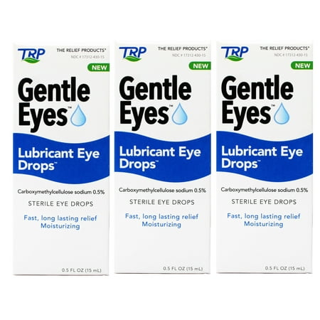 3 Pack - TRP Gentle Eyes Lubricant Eye Drops, Fast Long Lasting Relief, Moisturizing, 0.5 fl oz