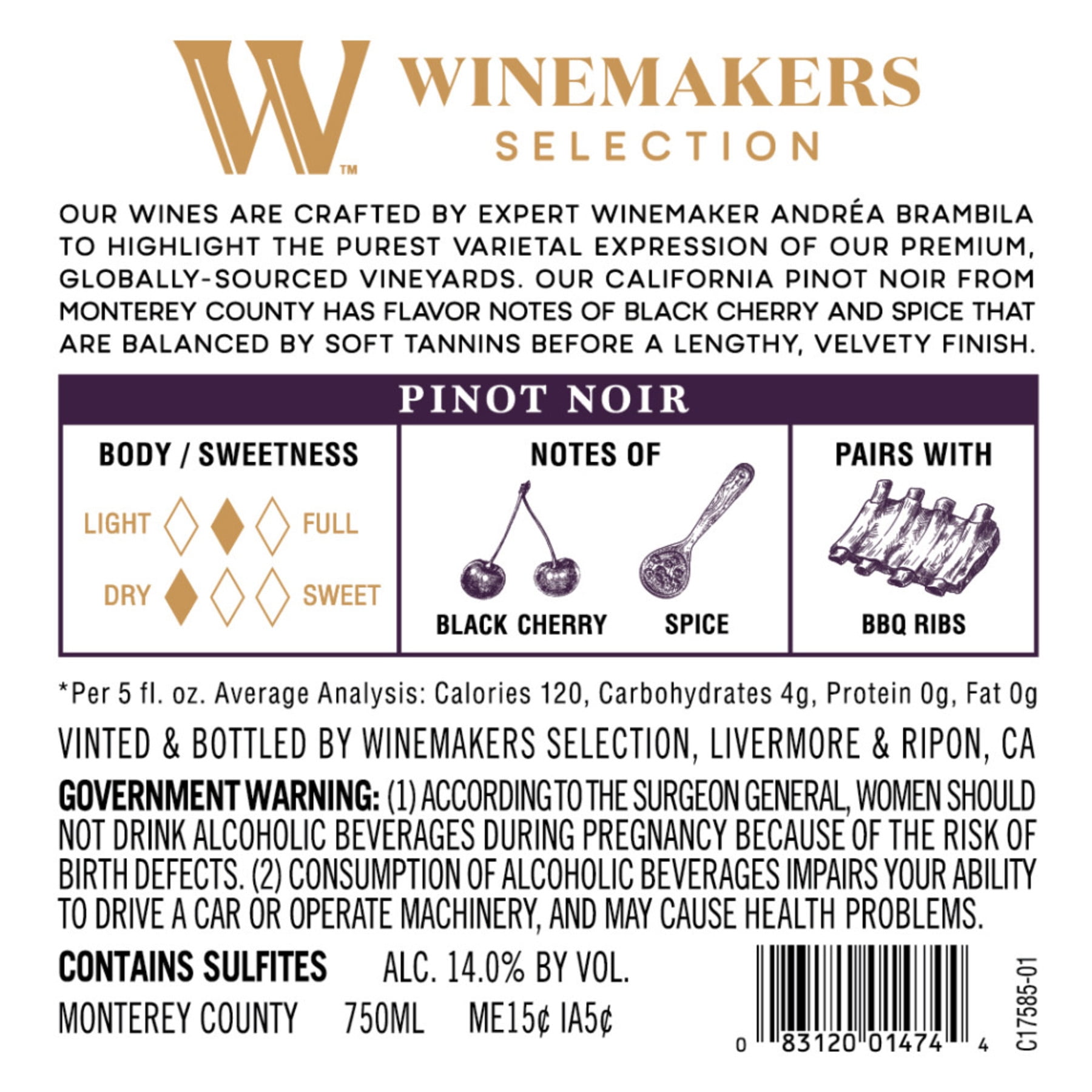Winemakers Selection Pinot Noir Red Wine, 750ml