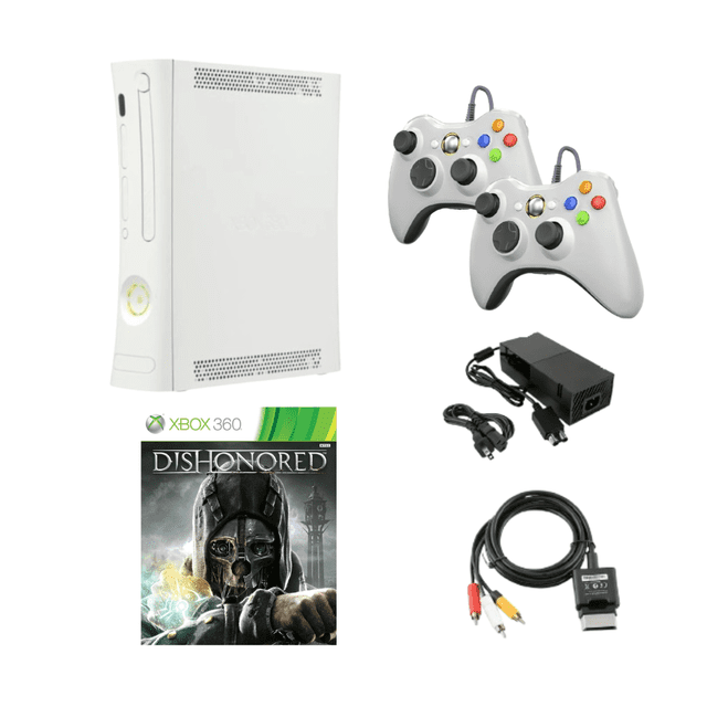 Microsoft Xbox 360 Original Refurbished Console Bundle - Includes Dishonored Game, 2 Controllers & Cables