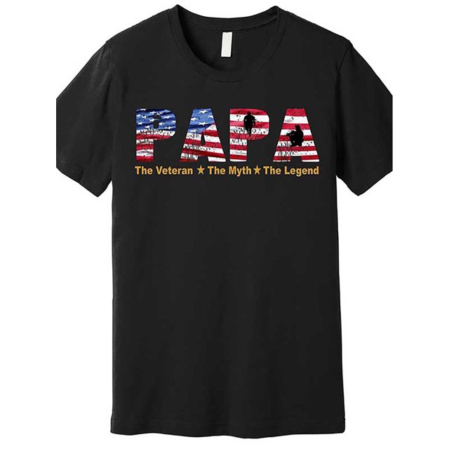 Papa The Veteran The Myth The Legend Premium T-Shirt 563356 funny Men’s Short Sleeve Graphic T-shirt Collection black TT2