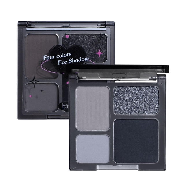 Ruifaya Sombra de ojos Label Flicker 4 colores Cuatro placas Pearl Cool Black W1B7 Maquillaje