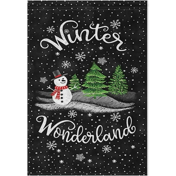 Winter Snowman Flags Double Sided 28x40 IN Black Snowflake Garden Flag Large Outdoor Flag Christmas Tree House Yard Decorations