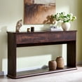 thumbnail image 5 of Aitjunz 63" Console Table with 2 Drawers and Storage Shelf, Waterfall Wood Grain Entryway Table with Curved Edges, Long Sofa Table for Living Room, Hallway and Foyer, 5 of 6