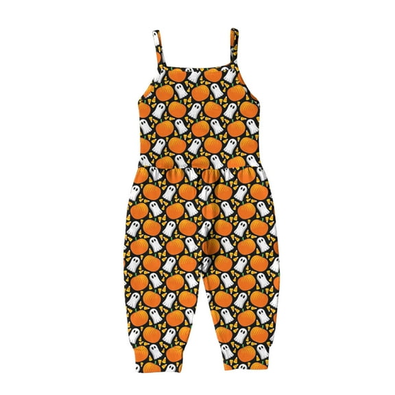 Mercatoo Girls Short Jumpsuits Toddler Baby Girl Halloween Prints Jumpsuit Sleeveless Romper Outfits Pants Clothes Baby Outfits