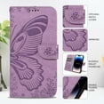 thumbnail image 5 of for iPhone 14 Plus Case Wallet for Women, Flip Folio Cover with Butterfly Pattern PU Leather Stand Card Holder Slots Wrist Strap Protective Phone Case for iPhone 14 Plus, Purple, 5 of 8