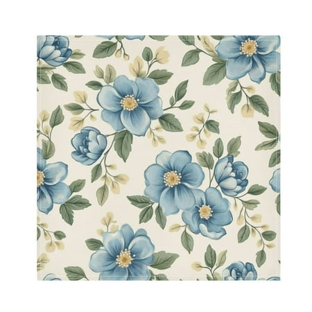 

WOBOGO Seamless Pattern Of Blue Flowers and Green Leaves Cloth Napkins 1 Piece Soft Elegant Touch Durable Absorbent Quick Drying for Elegant Dining