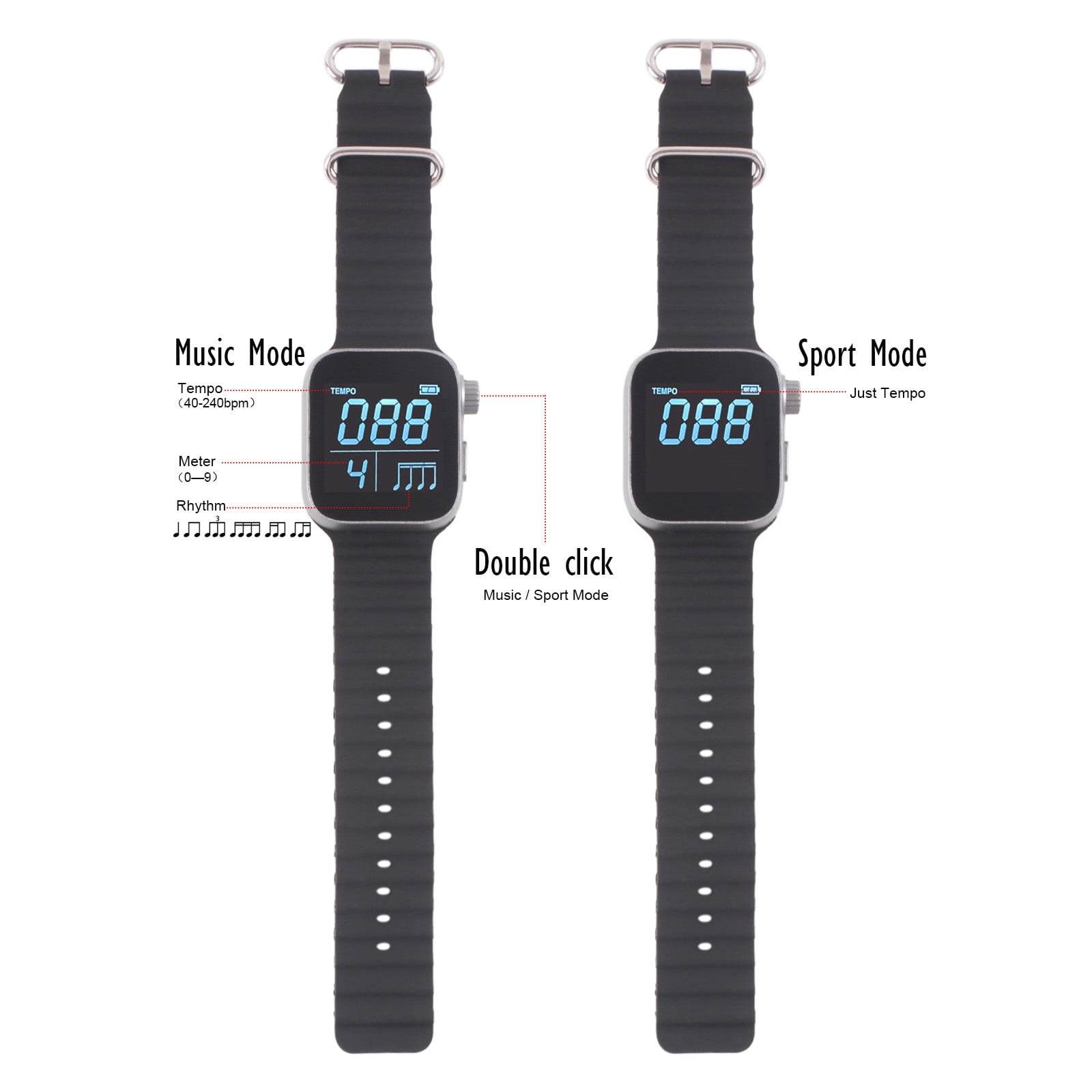 PUREKKI Vibrating Metronome Watch for Music Practice, Lightweight and Wearable with Long Battery Life