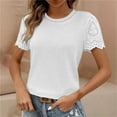 thumbnail image 2 of yunLCZ Women's T-shirts Everyday Low Price Womens Frenchy Summer Tops Crewneck Short Sleeve T Shirts Casual Knit Blouses Top Shirts Office casual blouse with leggings, 2 of 7