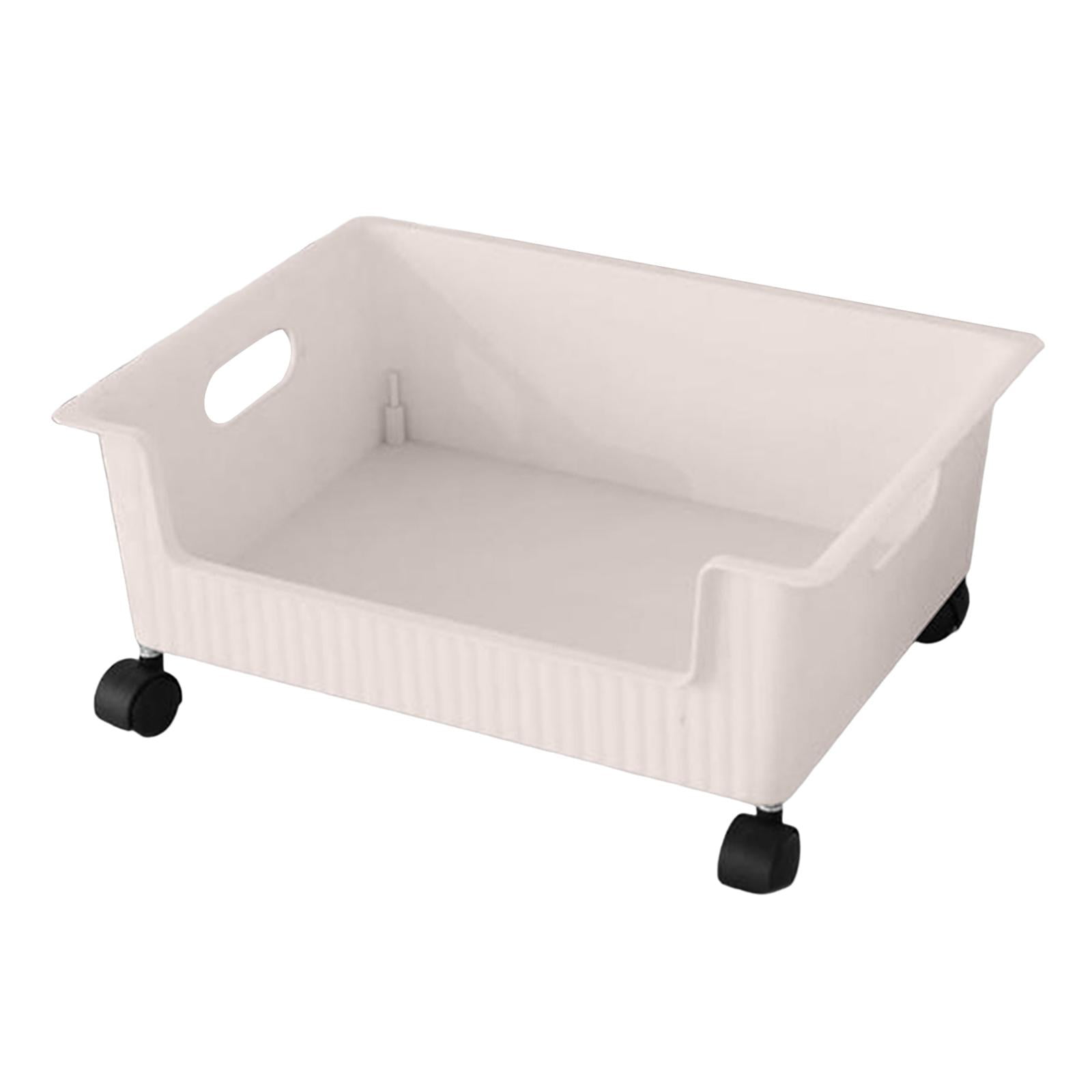 Fiocias Toy Storage Bin Storage Box Organizer with Wheels Decorative Supplies Moving for White