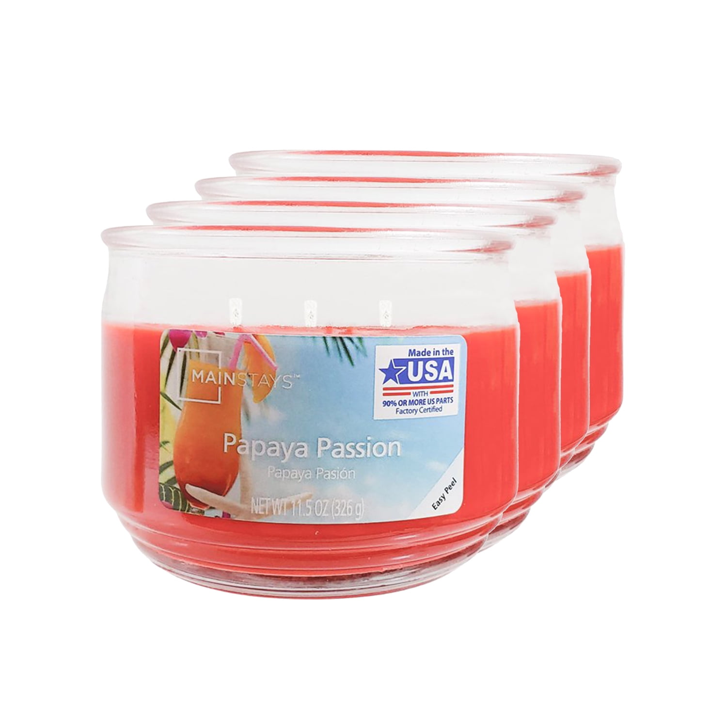 Mainstays Papaya Passion Scented 3Wick Glass Jar Candle, 11.5 oz., 4