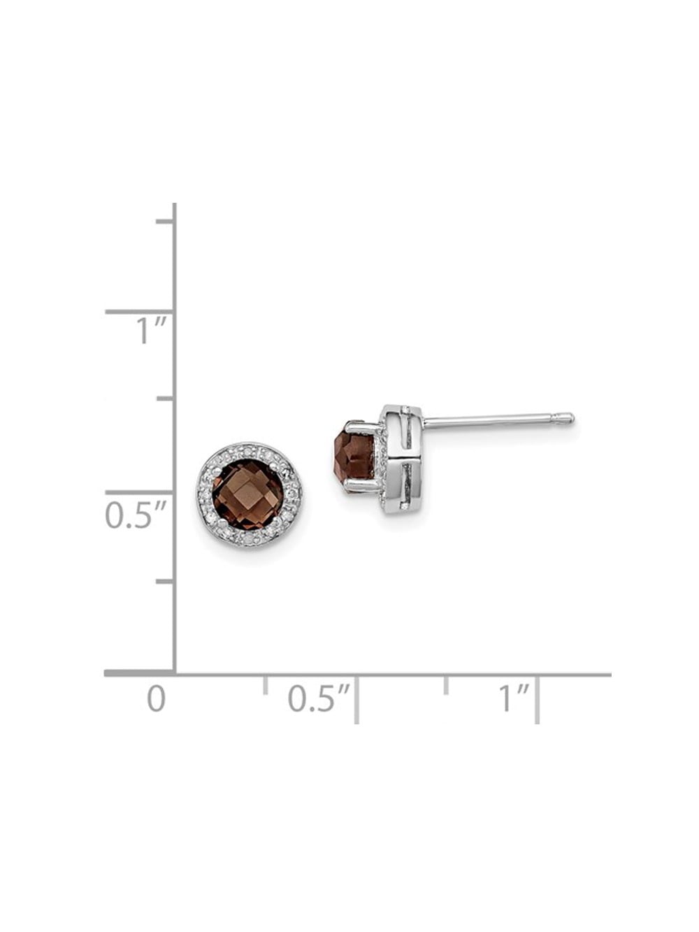 1/2 Carat (Ctw) Smoky Quartz Solitaire Halo Diamond Earrings in Sterling Silver for Women