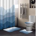 thumbnail image 1 of Juego de 4 cortinas de ducha con diseño geométrico abstracto en forma de triángulo con alfombrillas antideslizantes, tapa de inodoro y alfombrilla de baño, cortina de ducha con degradado azul y 15, 1 of 7